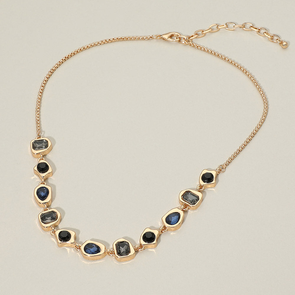 Madeline Love Jet Black Geometric Multi Shape Gem Link Necklace
