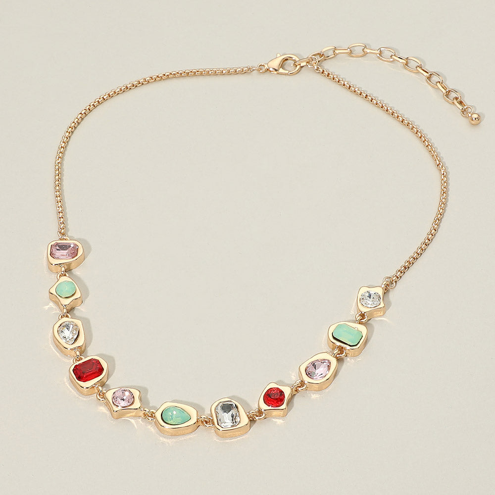 Madeline Love Multi Geometric Multi Shape Gem Link Necklace