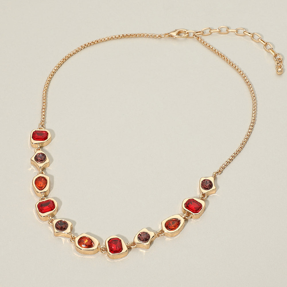 Madeline Love Red Geometric Multi Shape Gem Link Necklace