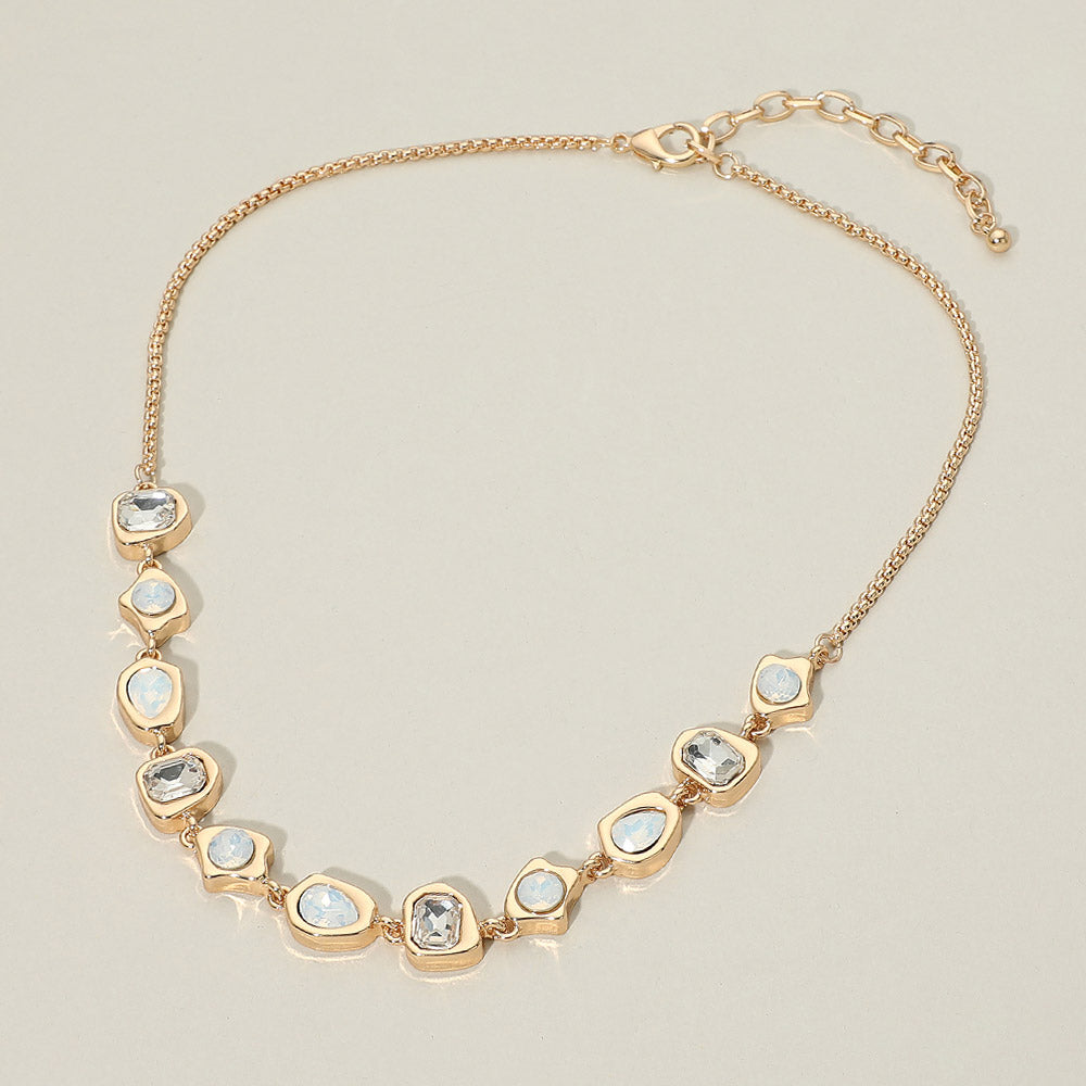 Madeline Love White Geometric Multi Shape Gem Link Necklace