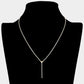 Brass Metal Dainty Rhinestone Chain Heart Pendant Necklace - Necklaces
