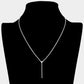 Brass Metal Dainty Rhinestone Chain Heart Pendant Necklace - Necklaces