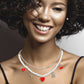Enamel Heart Lock Cherry Metal Bow Bear Pendant Double Layered Necklace
