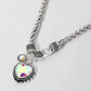 Madeline Love AB, Antique Silver Heart Stone Pendant Antique Metal Necklace - Necklaces