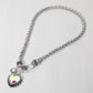 Madeline Love AB, Antique Silver Heart Stone Pendant Antique Metal Necklace - Necklaces - extra