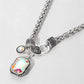 Madeline Love AB, Antique Silver Rectangular Stone Pendant Antique Metal Necklace - Necklaces