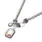 Madeline Love AB, Antique Silver Rectangular Stone Pendant Antique Metal Necklace - Necklaces - desc