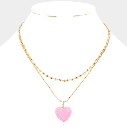 Heart Pendant Double Layered Necklace