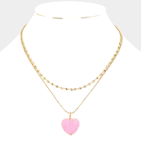 Heart Pendant Double Layered Necklace