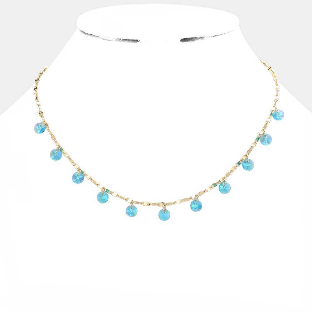 Madeline Love Aqua Round Bead Station Necklace - Necklaces