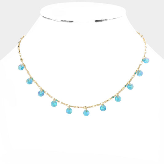 Madeline Love Aqua Round Bead Station Necklace - Necklaces