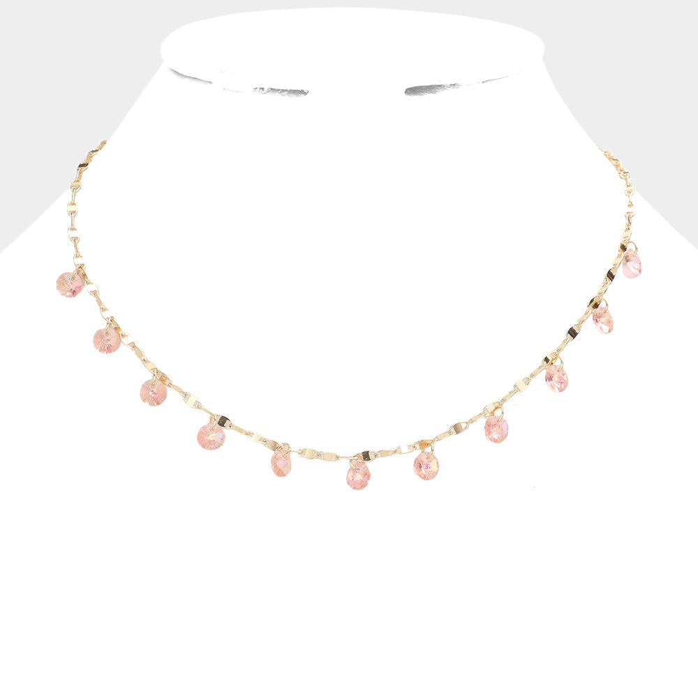 Madeline Love Pink Round Bead Station Necklace - Necklaces