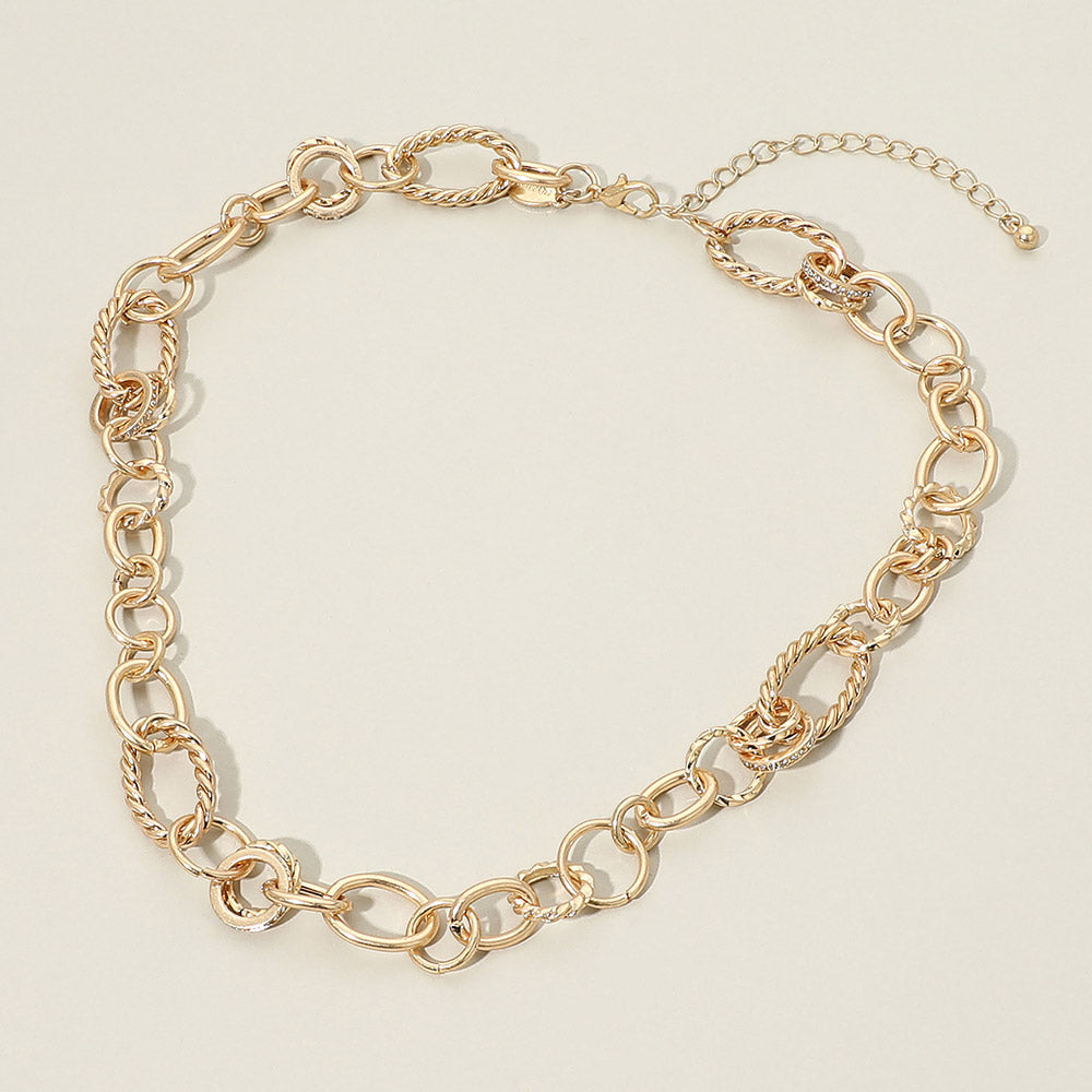 Madeline Love Clear, Worn Gold Chunky Mixed Link Chain Necklace