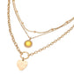 Madeline Love Brown, Light, Worn Gold Heart Charm Round Stone Pendant Accent Layered Necklace - Necklaces - extra