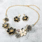 Madeline Love Black, Gold Floral Link Statement Necklace - Necklaces