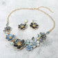 Madeline Love Blue, Gold Floral Link Statement Necklace - Necklaces