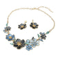 Madeline Love Blue, Gold Floral Link Statement Necklace - Necklaces - desc
