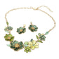 Madeline Love Gold, Green Floral Link Statement Necklace - Necklaces - desc