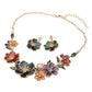 Madeline Love Gold, Multi Floral Link Statement Necklace - Necklaces - desc