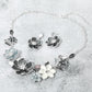 Madeline Love Black, Silver Floral Link Statement Necklace - Necklaces