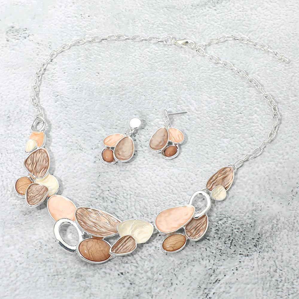 Madeline Love Brown, Silver Organic Shape Link Statement Necklace - Necklaces