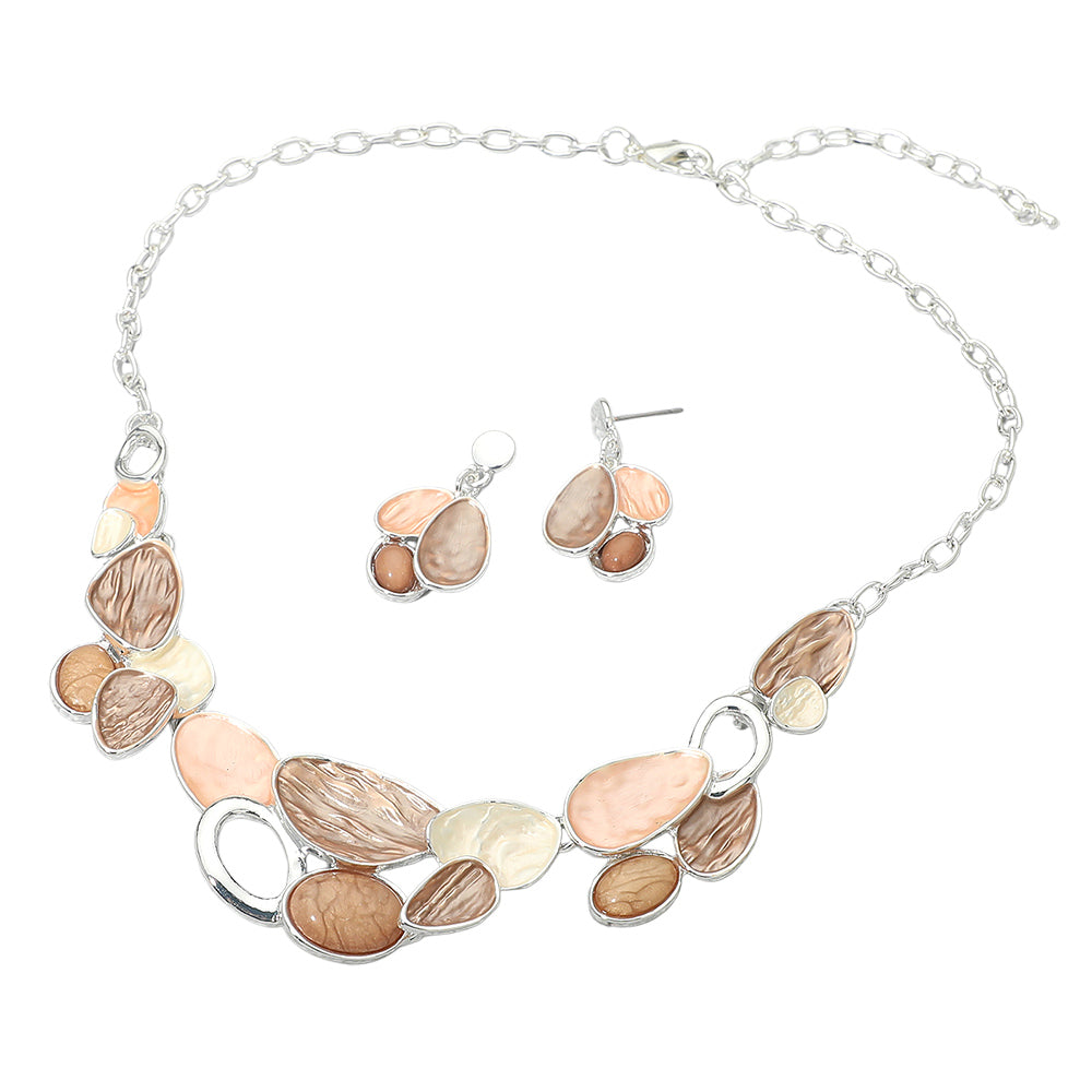 Madeline Love Brown, Silver Organic Shape Link Statement Necklace - Necklaces - desc