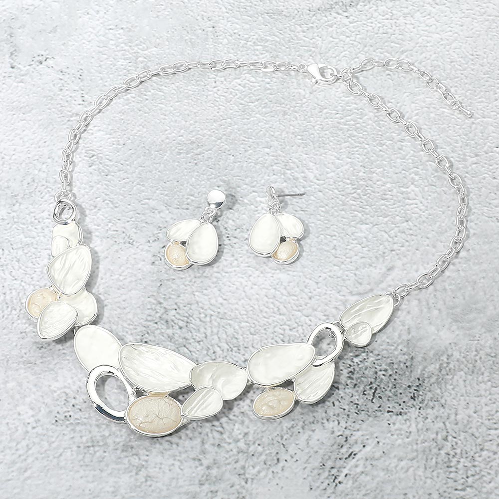 Madeline Love Ivory, Silver Organic Shape Link Statement Necklace - Necklaces