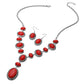 Madeline Love Red Bold Vintage Boho Oval Stone Link Cascading Statement Necklace - Necklaces - desc