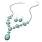 Madeline Love Turquoise Bold Vintage Boho Oval Stone Link Cascading Statement Necklace - Necklaces - desc