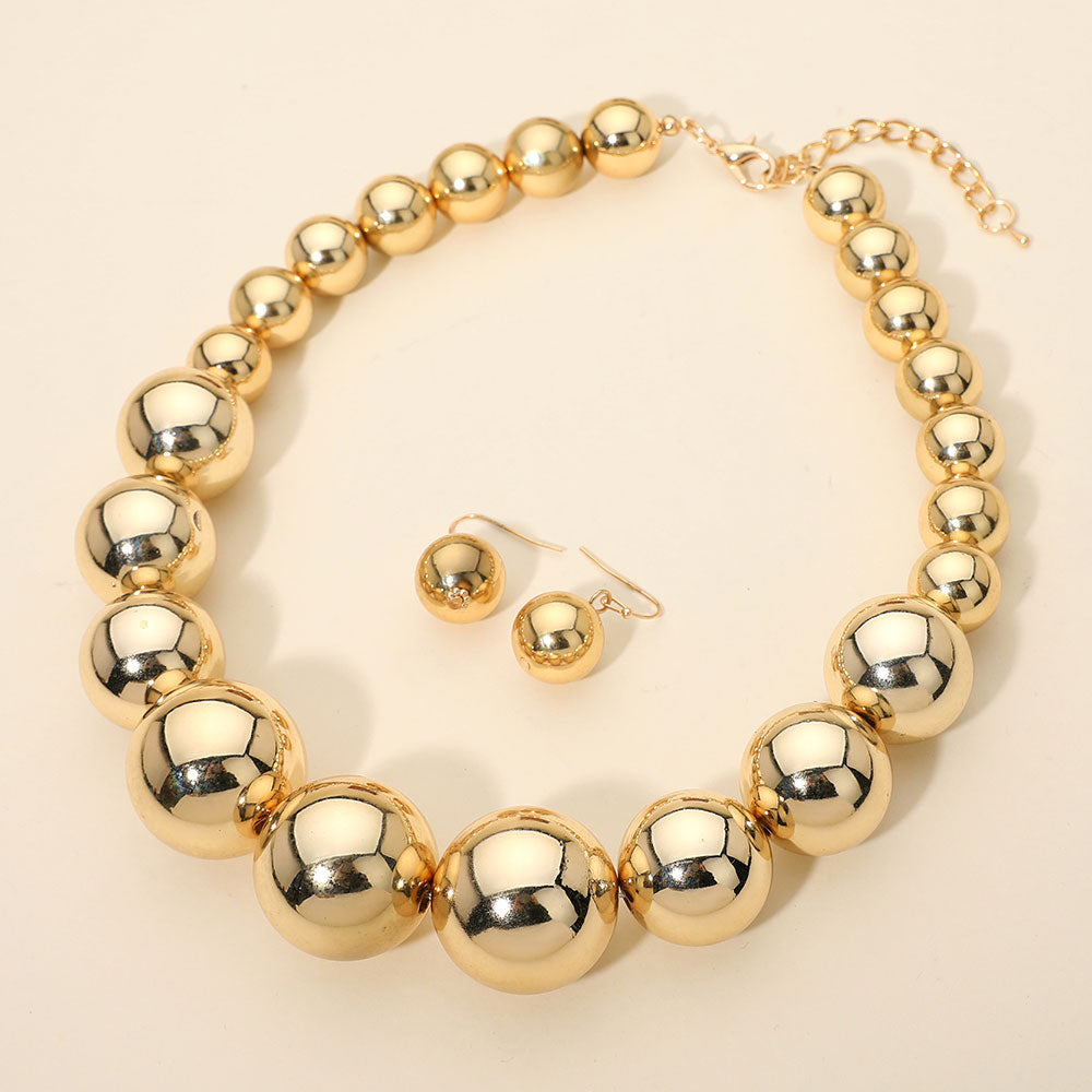Madeline Love Gold Metal Graduated Beaded Statement Necklace