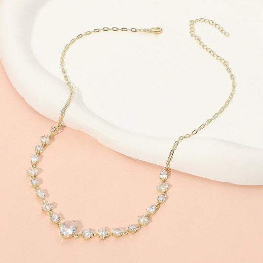 Madeline Love Clear Stainless Steel Faceted Mixed Shape Gem Link Necklace