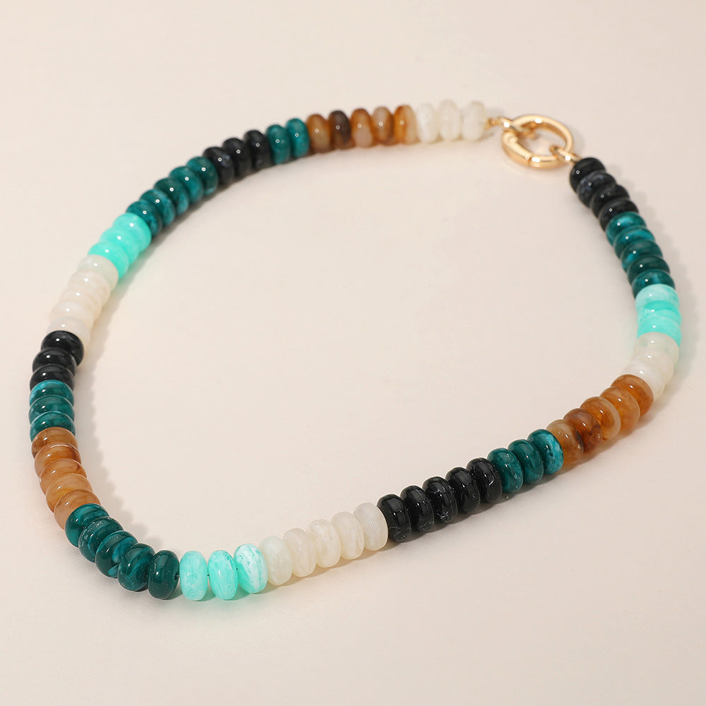 Madeline Love Teal Chunky Resin Disc Beaded Necklace - Necklaces