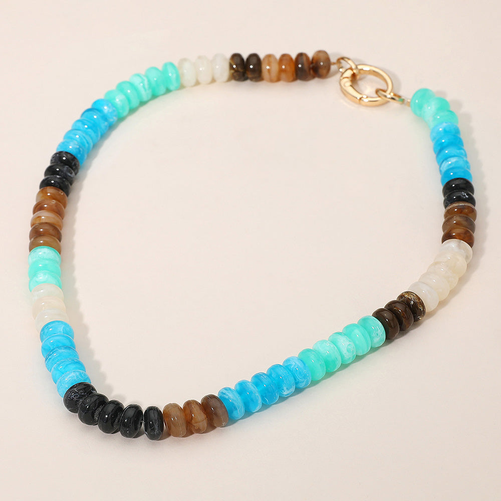 Madeline Love Turquoise Chunky Resin Disc Beaded Necklace - Necklaces