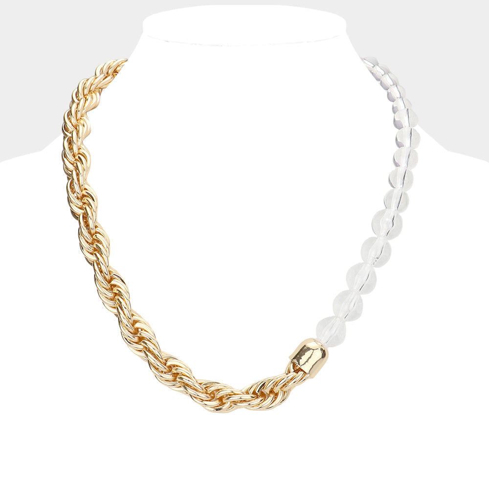 Madeline Love Lucite Braided Metal Chain Lucite Ball Necklace