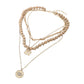 Madeline Love Neutral Round Evil Eye Square Pendant Wooden Beaded Multi Layered Necklace - Necklaces - desc