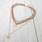 Madeline Love Rose Round Evil Eye Square Pendant Wooden Beaded Multi Layered Necklace - Necklaces