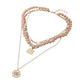 Madeline Love Rose Round Evil Eye Square Pendant Wooden Beaded Multi Layered Necklace - Necklaces - desc