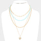 Metal Heart Pendant Multi Layered Necklace - Light Blue - Necklaces