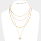 Metal Heart Pendant Multi Layered Necklace - Pink - Necklaces