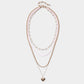 Metal Heart Pendant Multi Layered Necklace - Necklaces