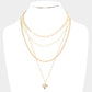 Metal Heart Pendant Multi Layered Necklace - White - Necklaces