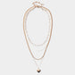 Metal Heart Pendant Multi Layered Necklace - Necklaces