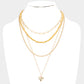 Metal Heart Pendant Multi Layered Necklace - Yellow - Necklaces