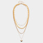 Metal Heart Pendant Multi Layered Necklace - Necklaces