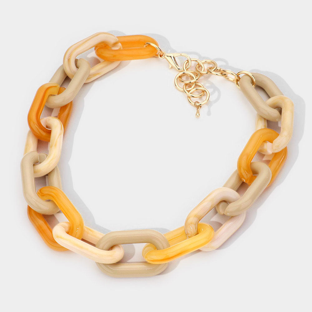 Madeline Love Neutral Acetate Link Chain Chunky Necklace - Necklaces