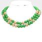 Green Mardi Gras Brass Metal Wood Ball Double Layered Necklace