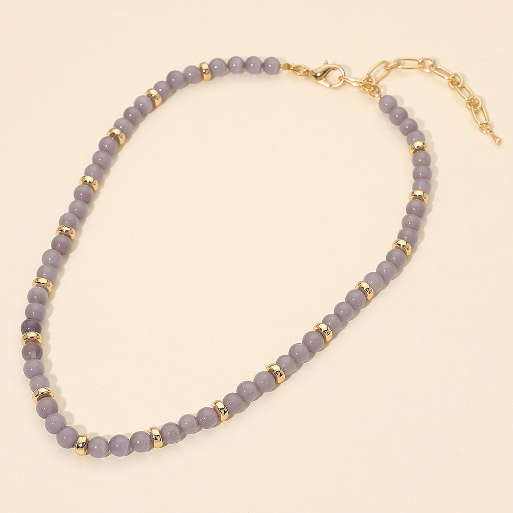 Madeline Love Gray Beaded Chain Necklace - Necklaces - desc