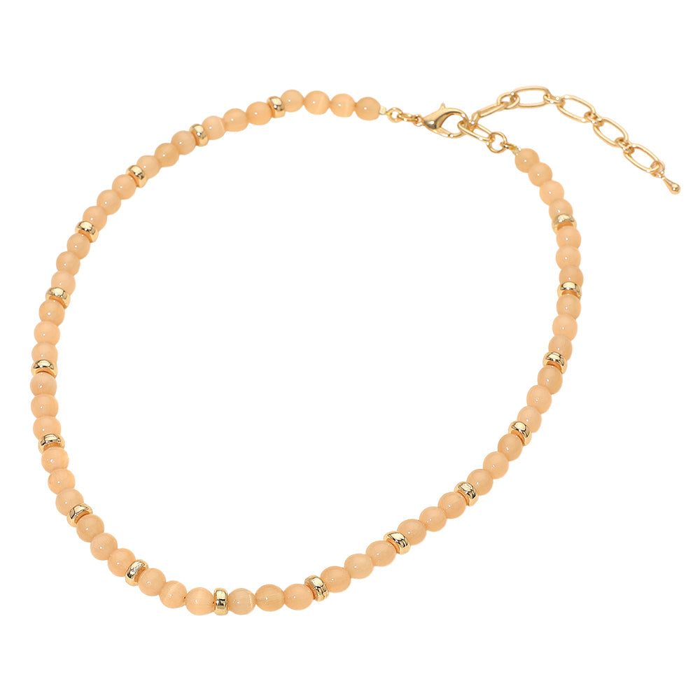 Madeline Love Peach Beaded Chain Necklace - Necklaces - desc