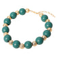 Madeline Love Green Bold Wooden Textured Metal Ball Beaded Statement Necklace - Necklaces - desc