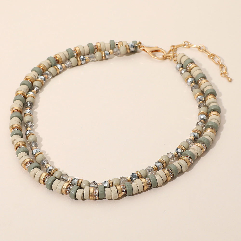 Madeline Love Gray Wood Faceted Beaded Layered Necklace - Necklaces